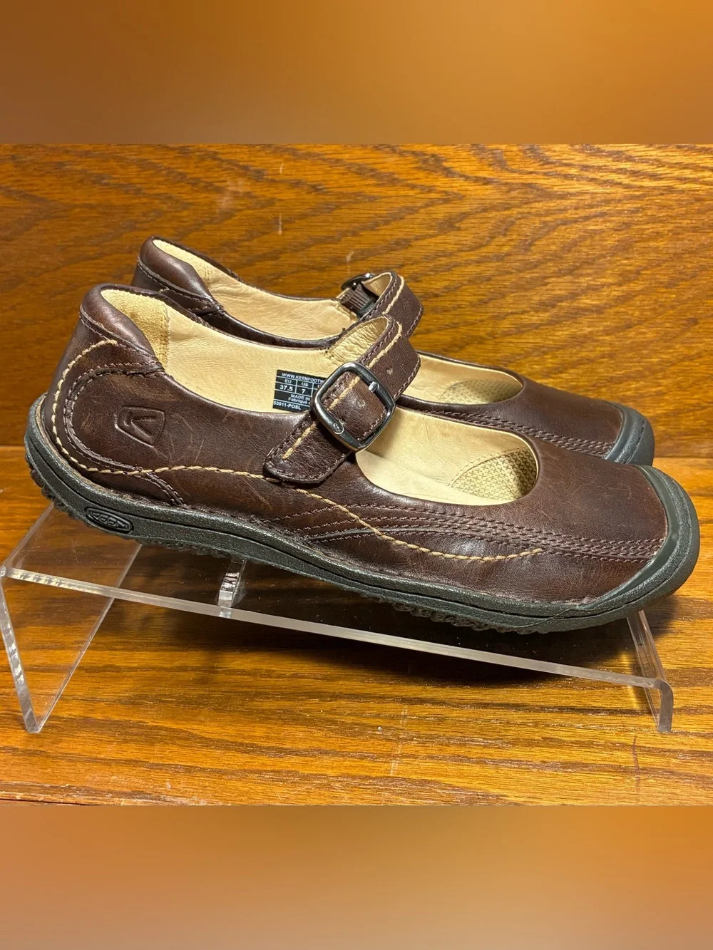 Keen Mary Jane Comfort Shoes Brown Leather Size 7